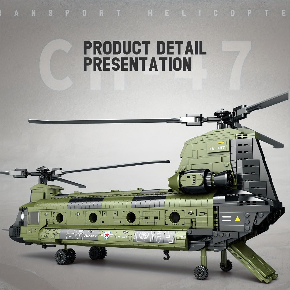 Chinook Helicopter Building Blocks Set 1622 Pcs – US Military CH-47 Transport Helicopter MOC Model Kit Adults Teens Aviation Military Fan