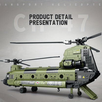 Chinook Helicopter Building Blocks Set 1622 Pcs – US Military CH-47 Transport Helicopter MOC Model Kit Adults Teens Aviation Military Fan