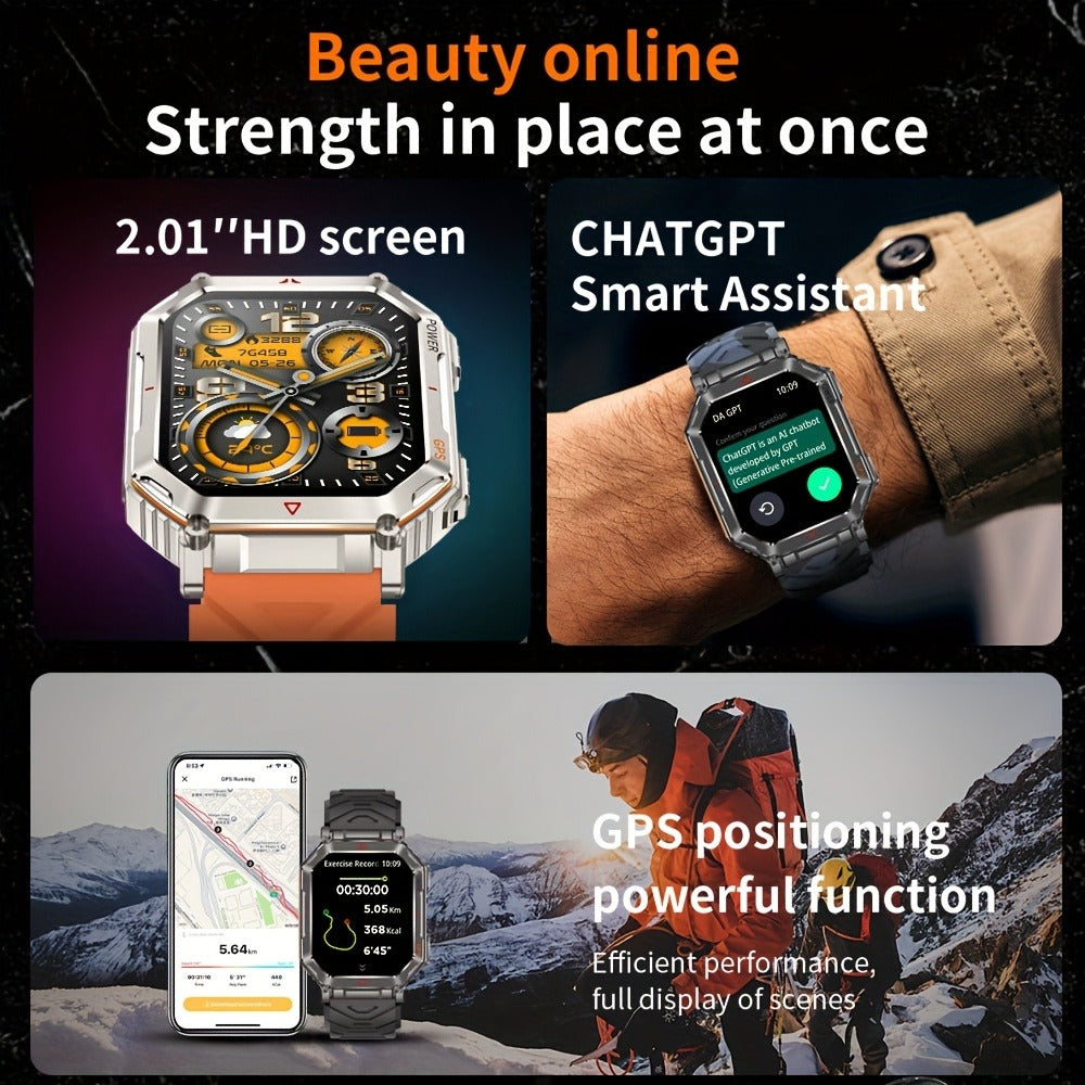 Smartwatch for Men with GPS, IPX8 Rating, Altimeter, Barometer, Compass and LED Flashlight