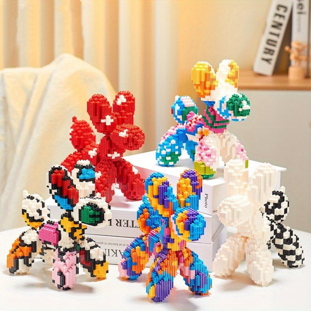Balloon Dog Building Blocks Set – Colorful Interlocking Brick Sculpture Pop Art Home Decor Display Model for Adults Teens Art Lovers