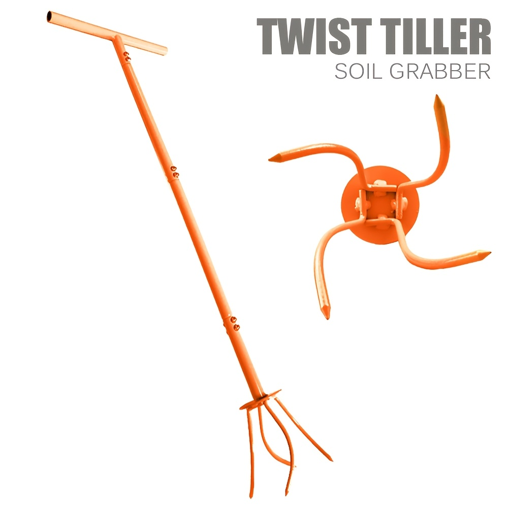 Garden Cultivator Manual Soil Loosener & Scarifier, Heavy-Duty Detachable Ergonomic Handle, Multi-Function Tool for Lawn Aeration