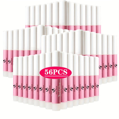 Nail Bonding Gel 56pcs Bulk Pack Strong Instant Adhesive for Press On Nails Acrylic Tips – Fast Dry Long-Lasting Clear Liquid Nail Glue