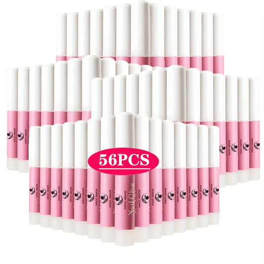 Nail Bonding Gel 56pcs Bulk Pack Strong Instant Adhesive for Press On Nails Acrylic Tips – Fast Dry Long-Lasting Clear Liquid Nail Glue