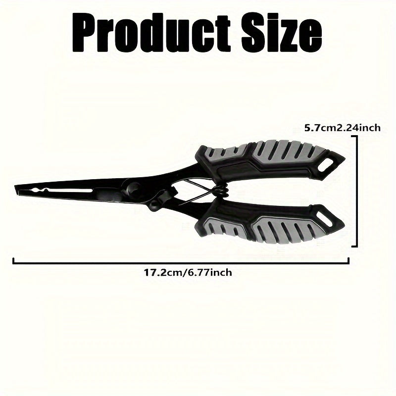 Fishing Pliers Fish Gripper Combo Set 2pcs Stainless Steel Hook Remover Line Cutter with TPR Non-Slip Handle Spring-Loaded Lock