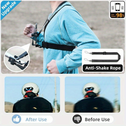 Chest Mount Harness for GoPro Hero 13 12 11 10 9 8 – Adjustable POV Chest Strap for Insta360 X4 X3 DJI Osmo Action 4 3 iPhone Samsung Phone