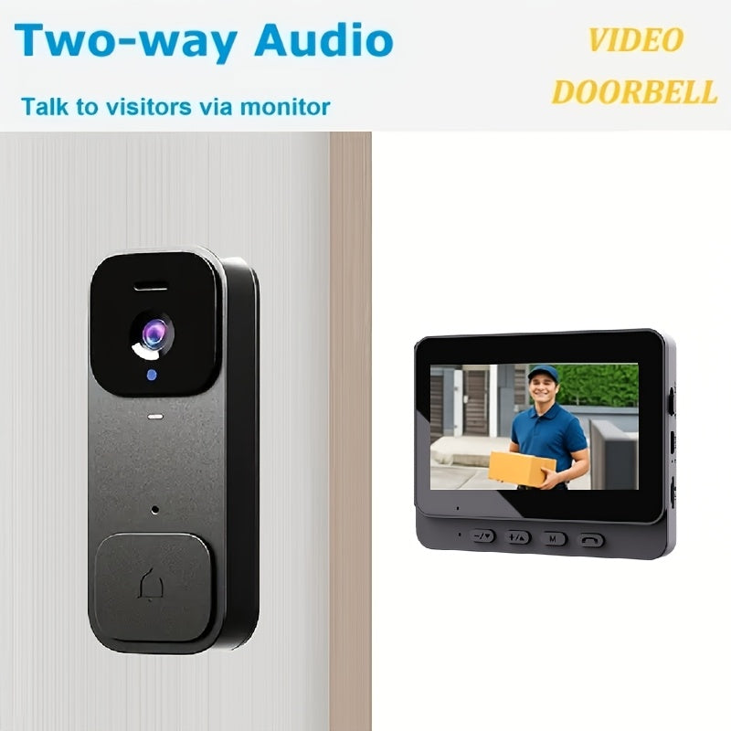 Smart Video Doorbell Wireless Touchscreen Display, Motion Detection 2-Way Audio Local Storage No Subscription