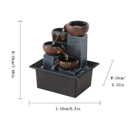 Desktop Water Fountain with LED Lights USB Powered Indoor Tabletop Waterfall Fountain for Entryways, Bedrooms and Living Spaces