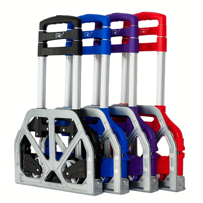 Compact Folding Aluminum Hand Truck with Telescoping Handle, 165 lb Load Label and Four Color Options