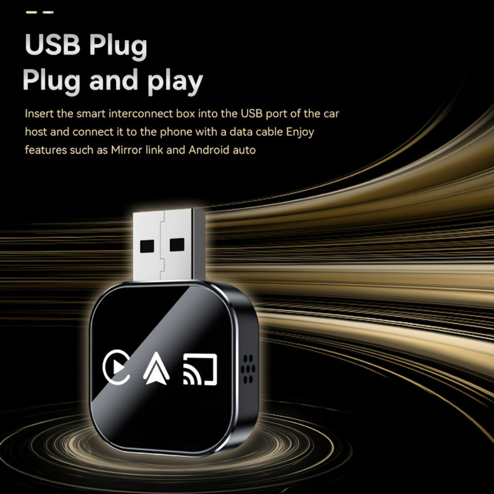 Plug & Play Wireless CarPlay & Android Auto Converter – Mirror Projection, 5GHz WiFi Auto-Connect, Aluminum Alloy