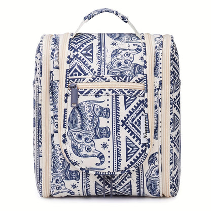 Toiletry Bag Hanging Large-Capacity Makeup Organizer with Hook, Multiple Compartments and 16 Print Options