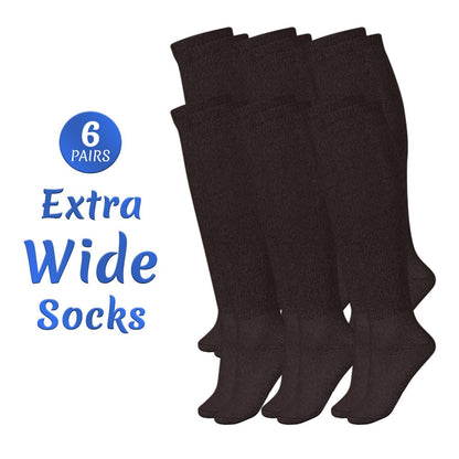 Extra Wide Socks for Swollen Feet 6 Pairs Stretch to 30 Inch Non-Binding Seamless Loose Fit for Entryways, Bedrooms and Living Spaces