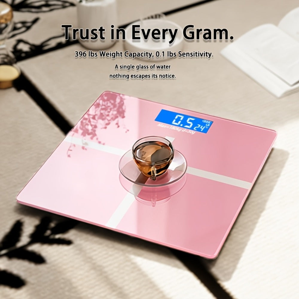 Digital Bathroom Scale High Precision – 396 lb Capacity Electronic Weight Scale with LCD Display, Available with Tape Measure & Storage