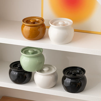Ceramic Steam Stewing Pot - Water-Separated Clay Pot for Soups, Stews & Slow Cooking, Household Steaming Pot with Lid for One Person