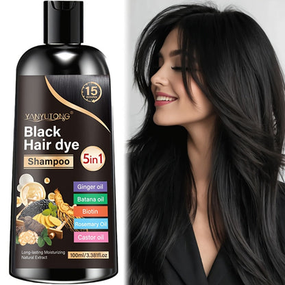 Hair Dye Shampoo, YANYUTONG 100ml 5-in-1 Bottle in Black, Brown or Chestnut Brown Options for Home Use