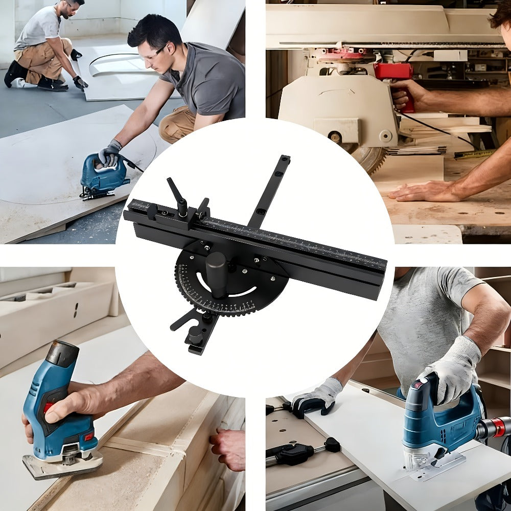 400mm Woodworking Angle Gauge with Adjustable Fence & Guide Rail – Precision Miter Measuring Tool Compatible with 30mm & 45mm T-Track