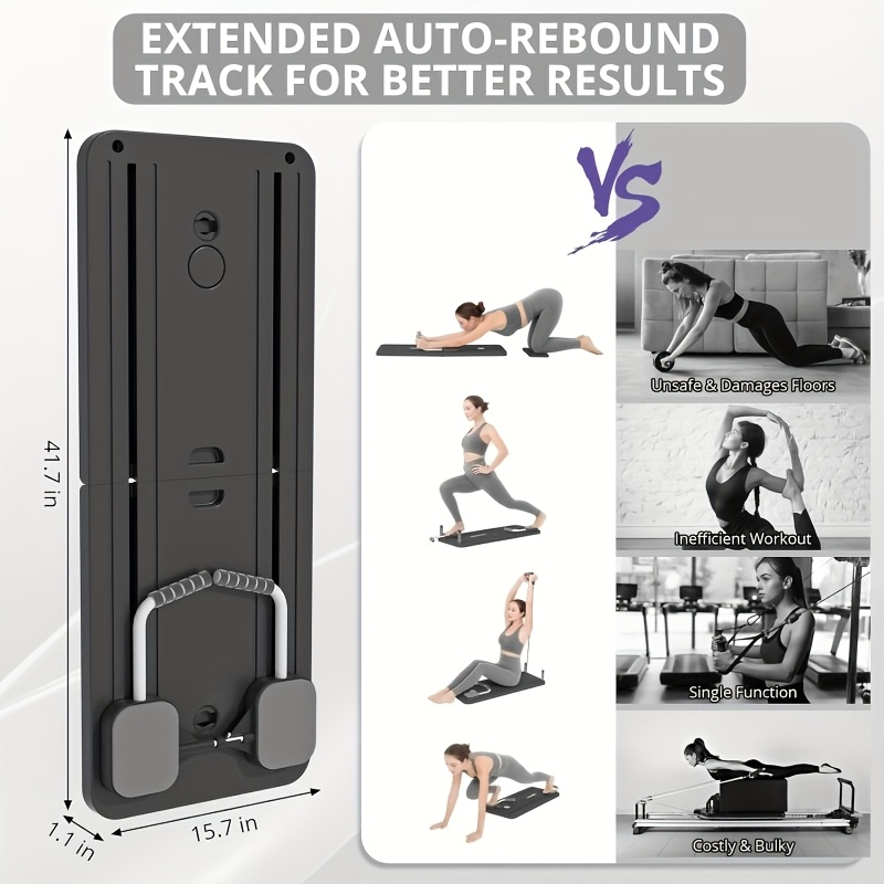 Home Pilates Training Board 8-in-1 – 350LB Capacity, PP Anti-Distortion, Foldable with Resistance Bands & Non-Slip Feet for Shoulders