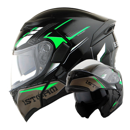 Motorcycle Helmet Modular Flip-Up Full-Face Shell with Dual Visors, S-XL Sizes and Arrow, Storm or Glossy Styles