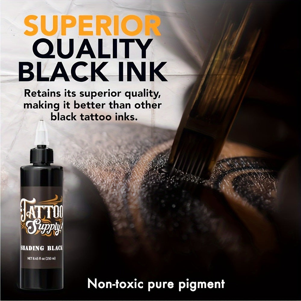 Neebol Super Black Tattoo Ink Darkest Outlining Shading Blending Fade-Resistant Professional Body Art Pigment for Artists & Beginners 100ml