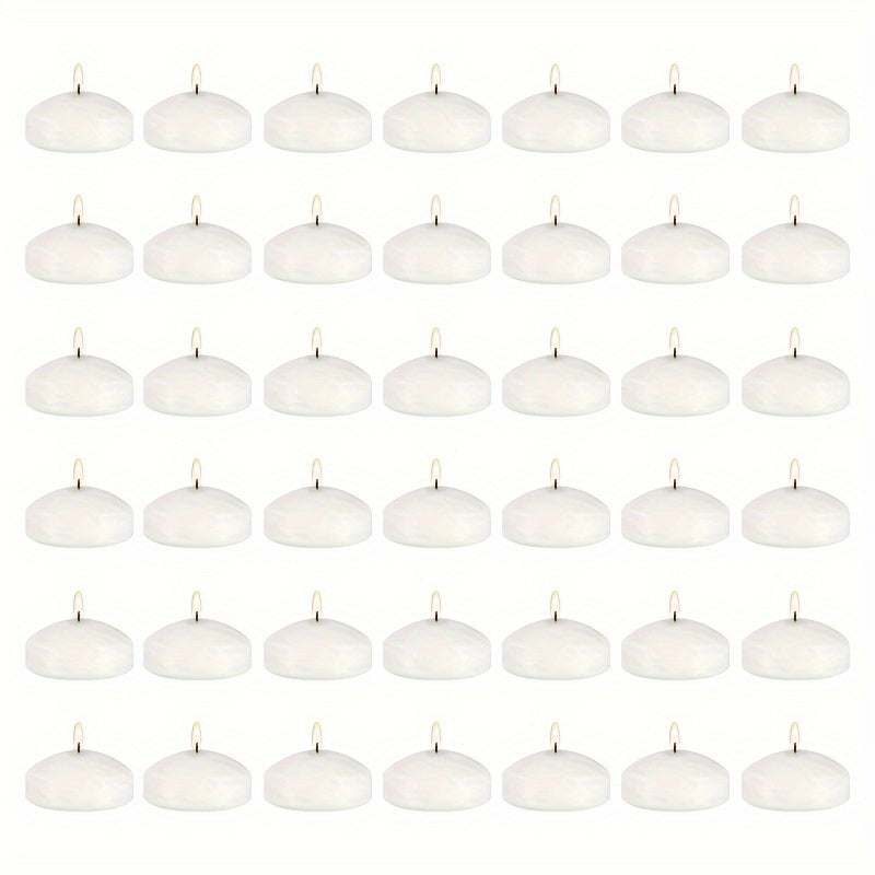 Floating Candles White Set of 42, 1.5 Inch Small Pool Candles, 4- Burn, Wedding Centerpiece, Pool Party