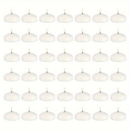 Floating Candles White Set of 42, 1.5 Inch Small Pool Candles, 4- Burn, Wedding Centerpiece, Pool Party