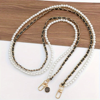 Pearl Double Chain Phone Strap Crossbody Wristband Lanyard for Women Girls with the Listed Color, Size or Set Options for Everyday Carry