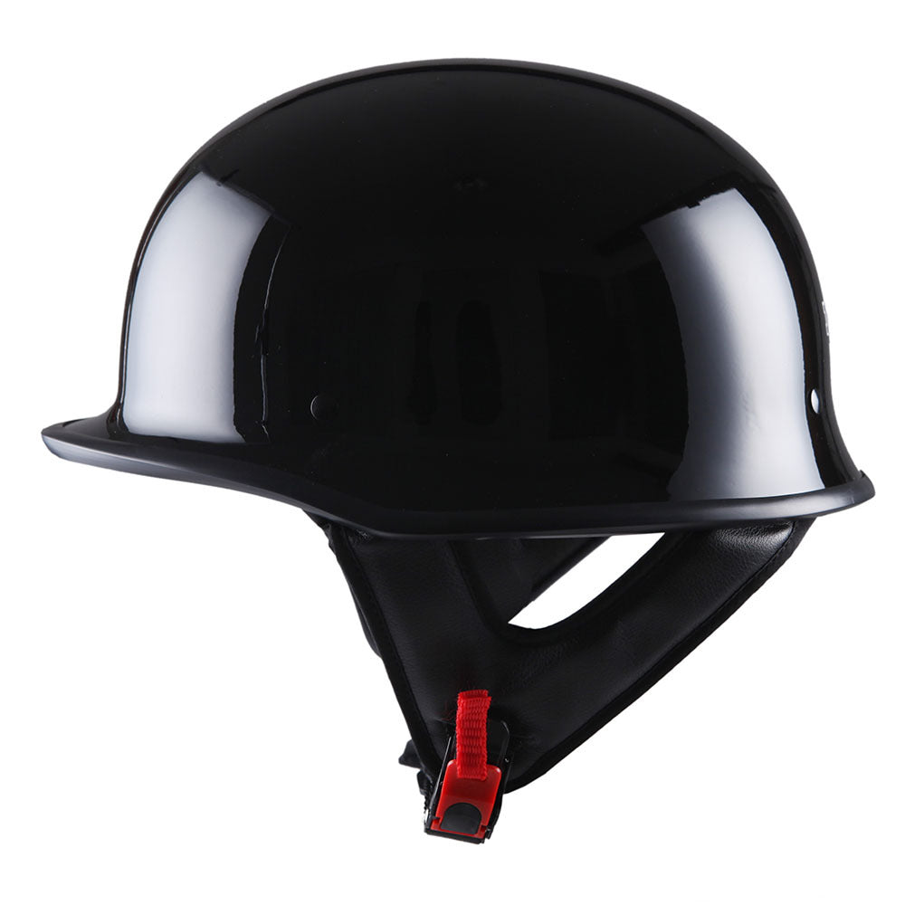 German Style Motorcycle Half Face Helmet – Novelty Skull & Carbon Fiber Design, UV Glossy Finish, Removable Washable Padding