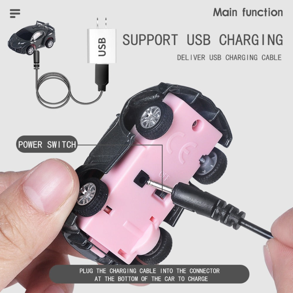 Remote Control Car, Mini Alloy Racer with Wearable Wrist Controller, USB Charging and Two Color Options