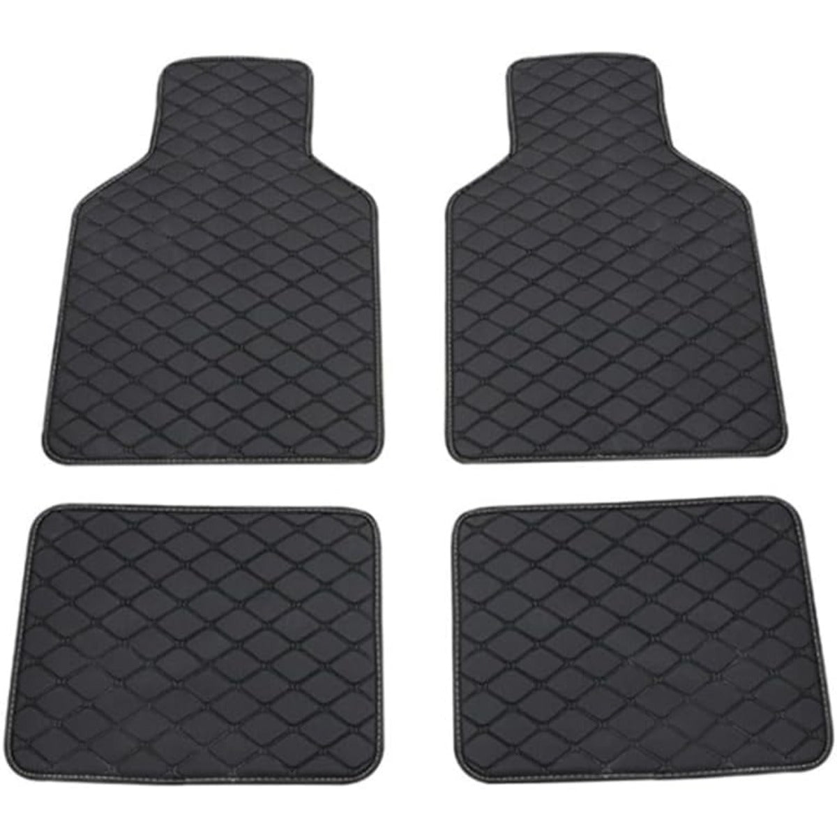 Quilted PU Car Floor Mats, Five-Piece Front and Rear Set in Red, Beige or Brown Color Options