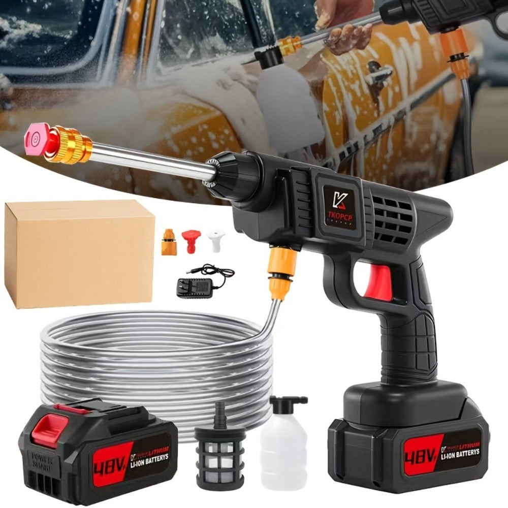 Car Pressure Washer with 4000 PSI Listing, 6-in-1 Spray Nozzle, 5m Hose and One or Two Batteries