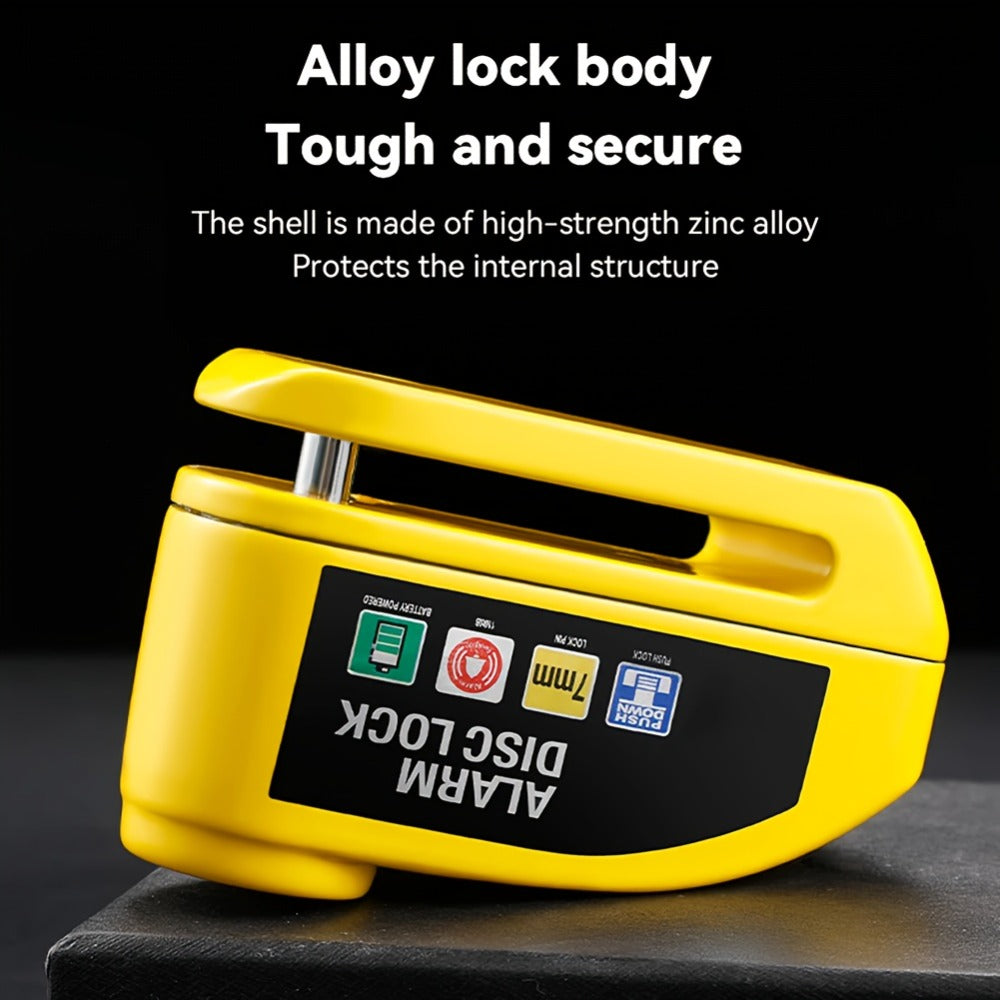 Motorcycle Disc Brake Lock with 110dB Alarm, Anti-Theft Security Lock for Motorcycles Bicycles Scooters, Motion-Activated Loud Alarm Wheel