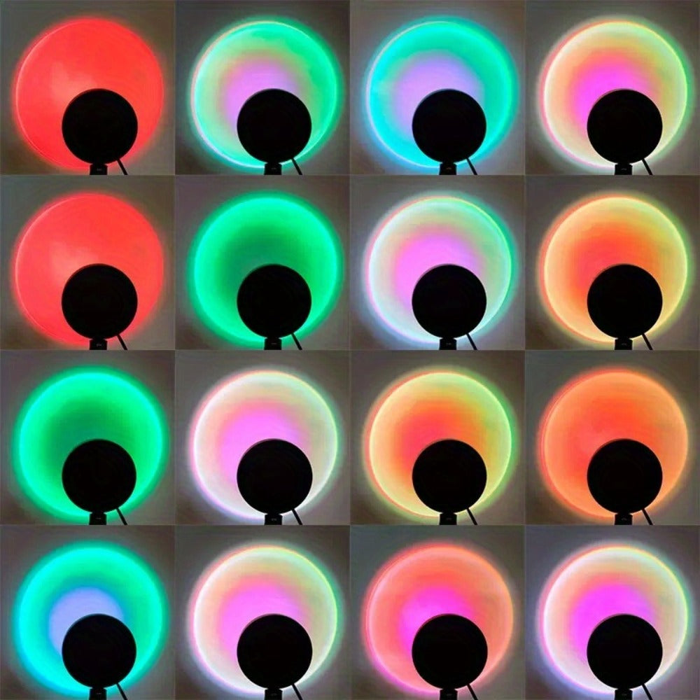 RGB Sunset Lamp Projection with Stand & Remote Control, USB Color Changing Sunset Light for Bedroom