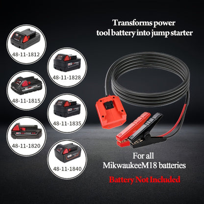 Jump Starter Cable Clip for 20V Tool Battery – 8AWG 5.9FT Portable Car Boost Cable 12V-24V, No Internal Battery Needed