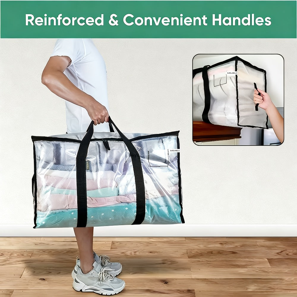 Moving Bags Set of 6, Oversized Storage Totes with Reinforced Handles & Snap-Close Lid, Space Saver Bags for Clothes
