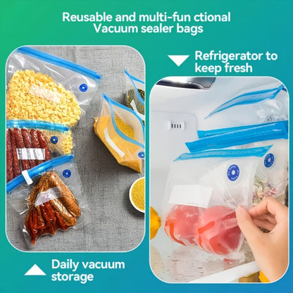 Vacuum Sealer Kit with USB Rechargeable Pump & 9 Reusable Vacuum Seal Bags (3 Sizes), Portable Mini Electric Food Sealer for Sous Vide