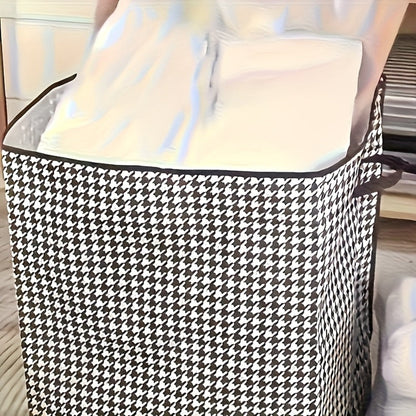 Oversized Storage Bin with Lid & Handles | Clothes Blanket Organizer Box, Dust-Proof Compartment Bucket, Under-Bed Travel Basket