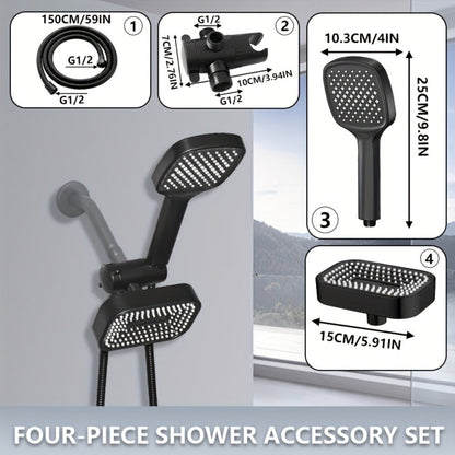 2-in-1 High Pressure Handheld Shower Head Set with Rain Showerhead, Long Hose T-Valve ABS Wall Mount Bathroom Upgrade