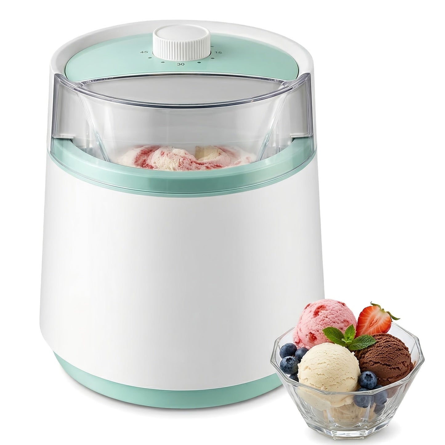 Ice Cream Maker 2 Liter Large Stainless Steel with LED Screen - Electric Ice Cream Machine for Home