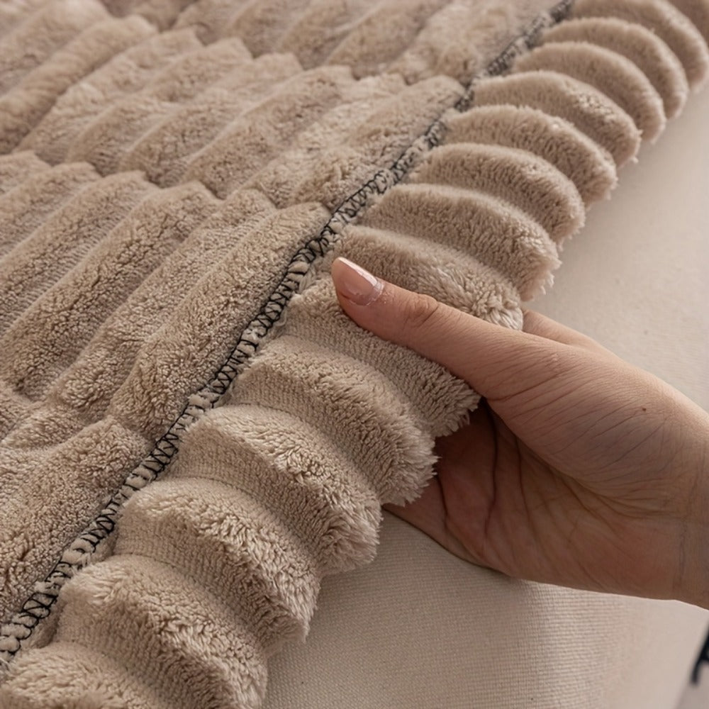 Sofa Cushion Cover Plush Velvet Washable Seat Pad Wavy Edge Soft Kapok Filling for Couch Loveseat 1 2 3 4 Seater