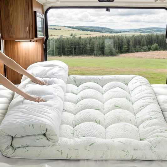 Green Bamboo-Labeled Quilted Mattress Topper with 8–21-Inch Pocket in Twin through California King
