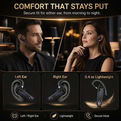 Trucker Bluetooth Headset 29H Playtime 180H Standby, Handsfree Earpiece with Mic Dual Device Connection