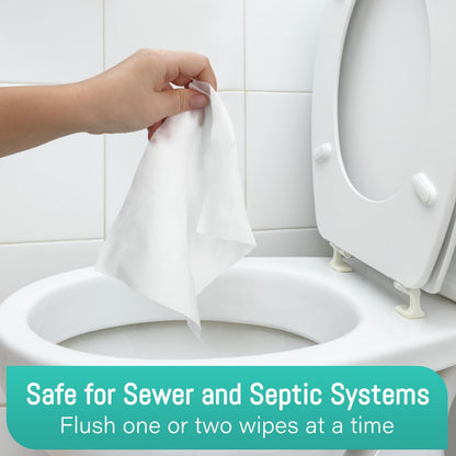 Flushable Wet Wipes Extra Large Thickened 48ct, Alcohol-Free Plant-Based Butt Wipes, Septic Safe