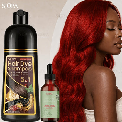 Gray Coverage Hair Dye Shampoo Kit 3-in-1 with Rosemary Hair Oil - Quick Color, Gentle & Natural Formula for Men & Women