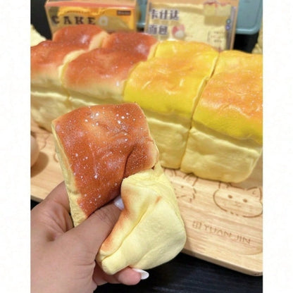 Squishy Bread Slow Rising Stress Toy, Skin-Touch Simulated Bread Fidget Squeeze Toy Desk Decor Anxiety Gift for Kids Adults
