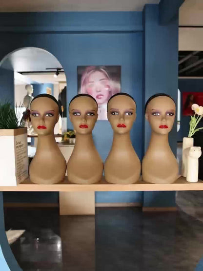Female Wig Display Mannequin Head 4 Pcs Set Plastic – Hat Necklace Holder Salon Training Practice Retail Store Showcase Hairstyle Display