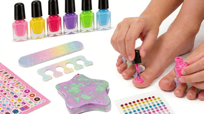 Pedicure Play Set for Girls 8+, 320+ Pieces Pretend Spa Kit with Colorful Nail Polishes & Stickers