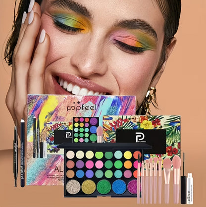 Full Face Makeup Kit All-in-One Complete Beauty Set with Foundation Blush Eyeshadow Palette Mascara & Brush