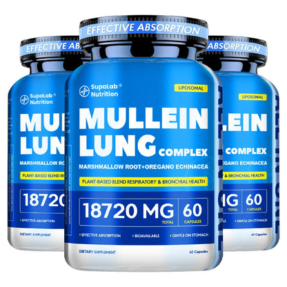 Mullein Leaf Capsules 12000mg with Quercetin, Lung Health & Respiratory Support, Bronchial Breathing Ease