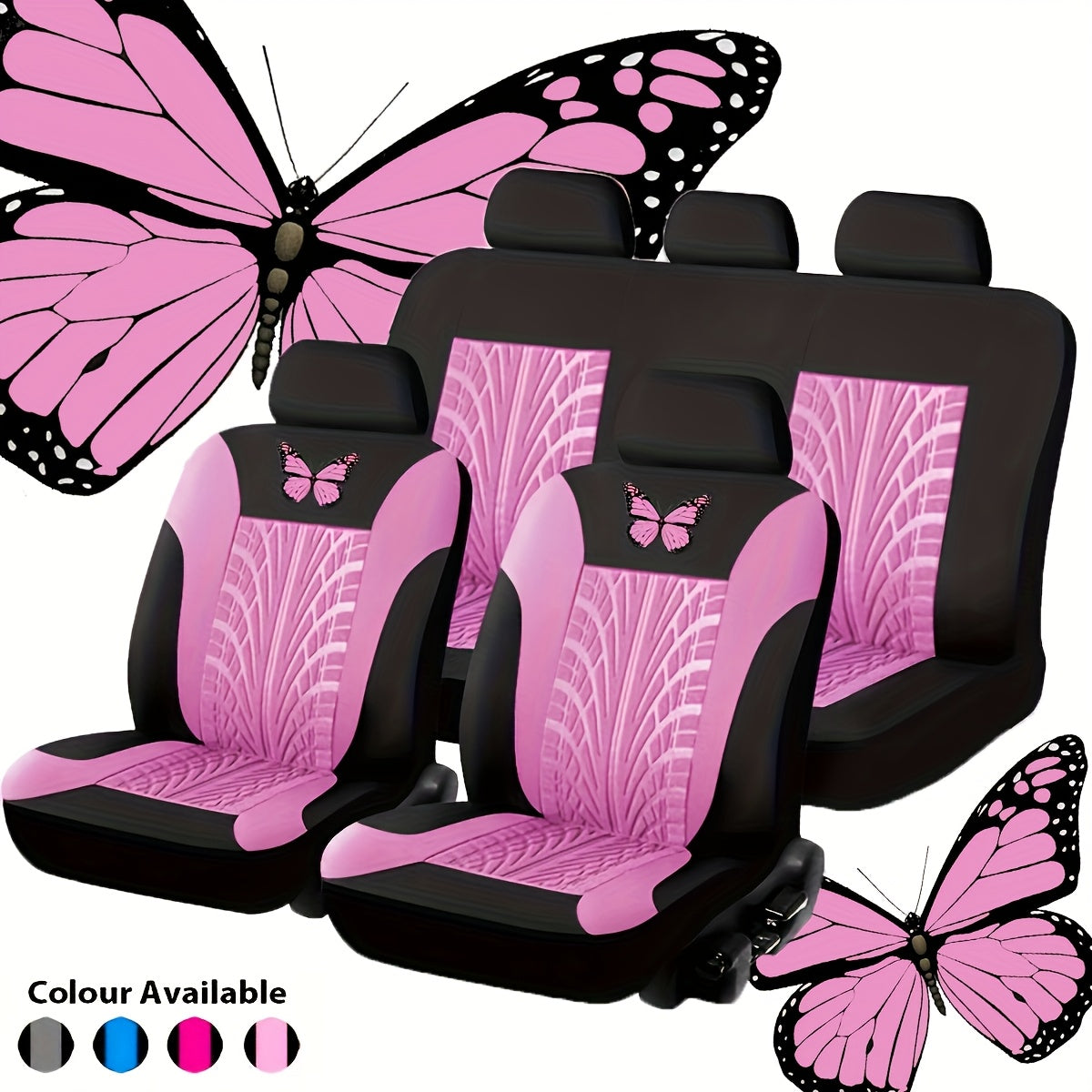 Car Seat Covers 5-Seat Butterfly Tire Pattern Set in Polyester Knit with Sponge and Eleven Colors