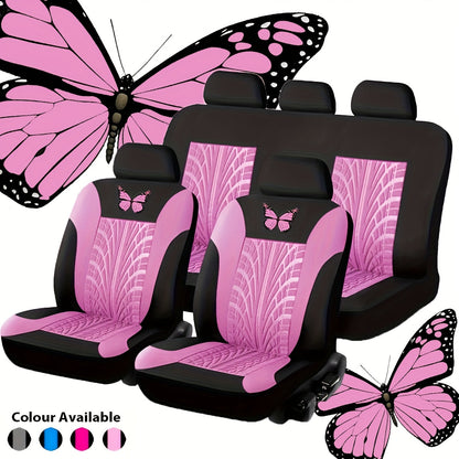 Car Seat Covers 5-Seat Butterfly Tire Pattern Set in Polyester Knit with Sponge and Eleven Colors