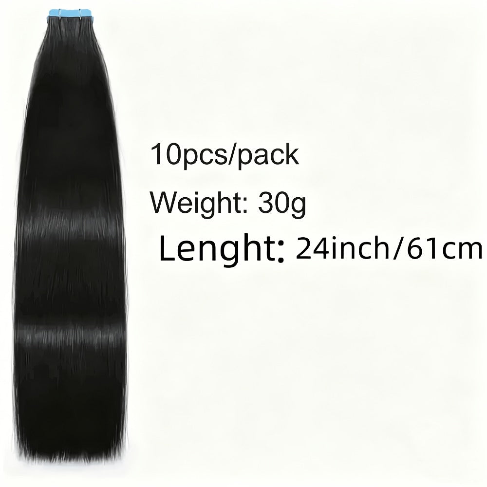 Tape In Hair Extensions Human Hair Straight Natural Black 1B Seamless Skin Weft 10pcs 30g 16 20 22 24 Inch Invisible Blend for Volume